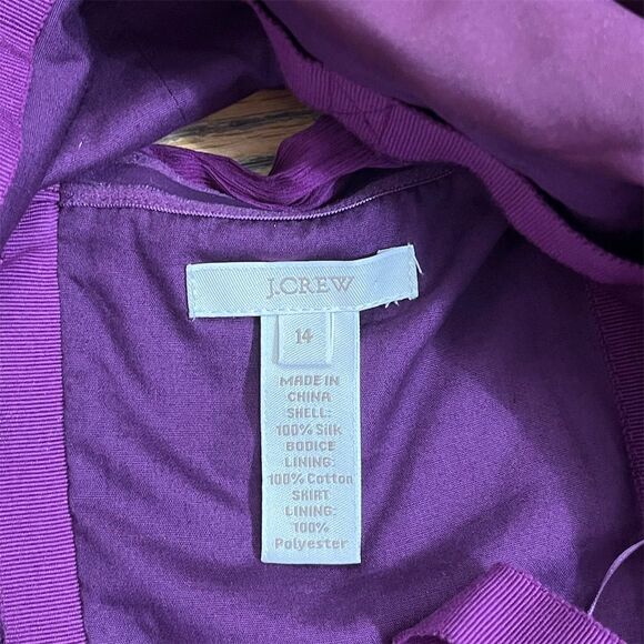 J. Crew Taryn Purple Strapless Silk Dress Size 14 - Picture 4 of 6
